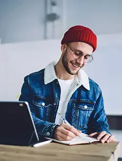 content creation blog content writing hipster man taking notes