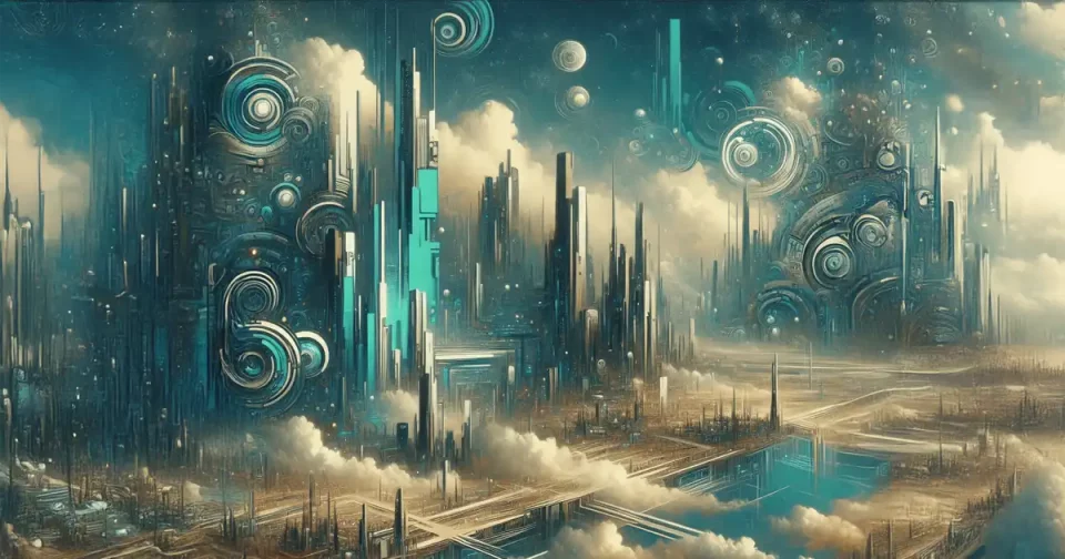 effective content marketing strategy sci fi urban centre industrial with smoke and planets in the sky