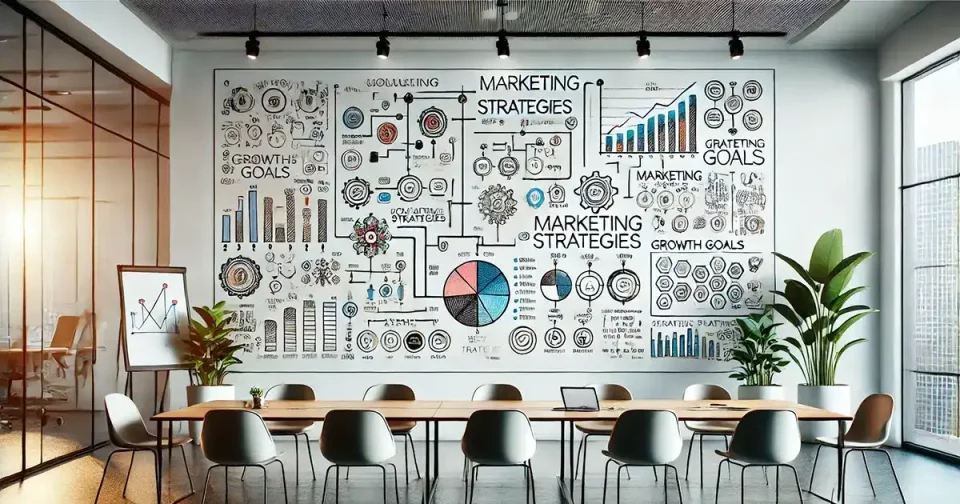 should I hire a Fractional CMO boardroom whiteboard with marketing strategies