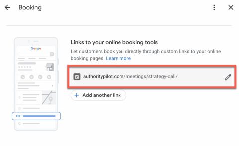 google business profile edit bookings link