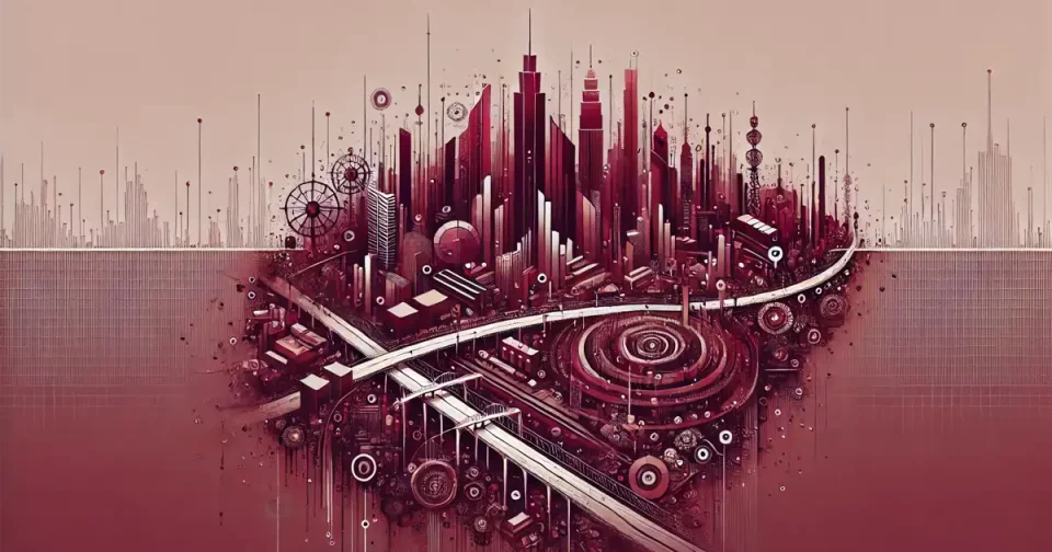 local seo link building fractal cityscape collage in maroon