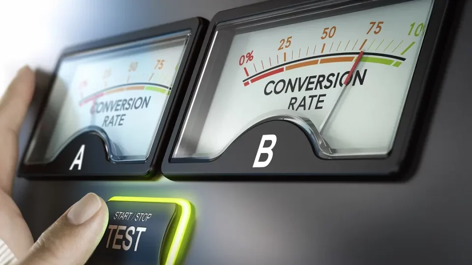 website conversion optimization meter showing a/b test