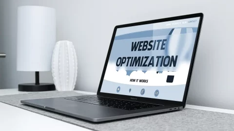 website optimization service browser window on a laptop