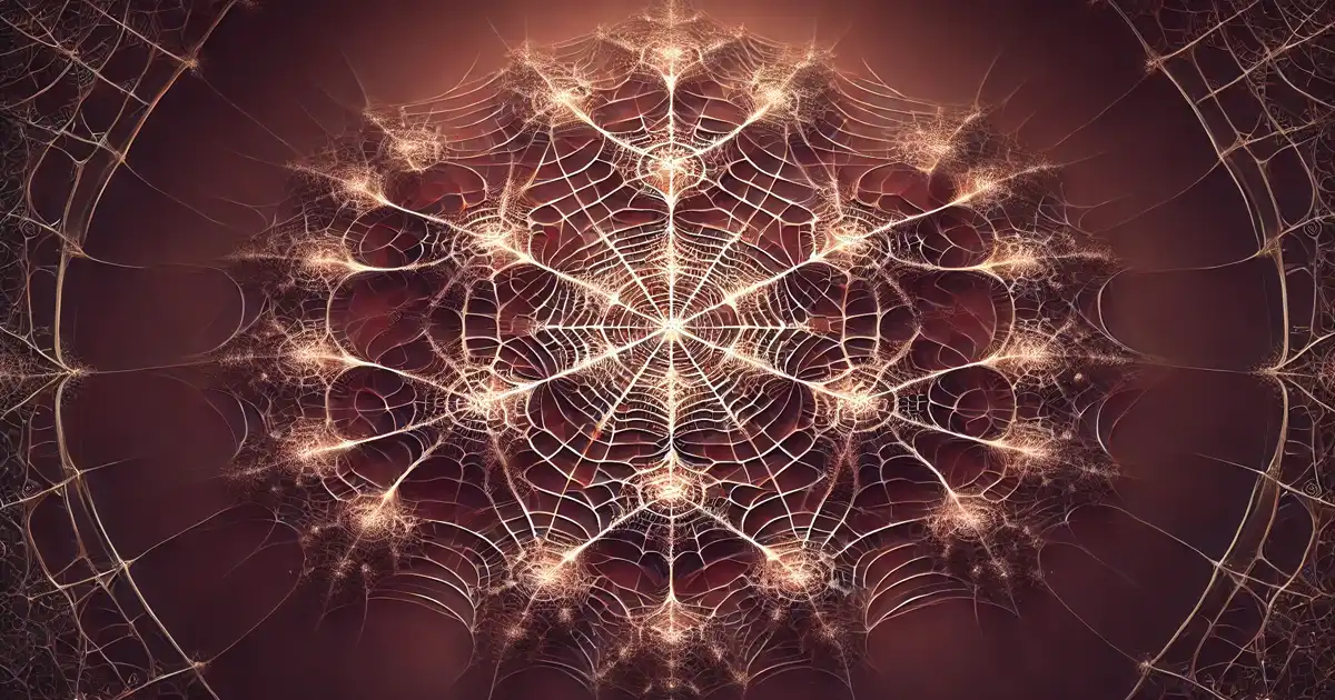 white hat seo link building fractal art spiders web illustrating the interconnectedness and trustworthiness of backlinks